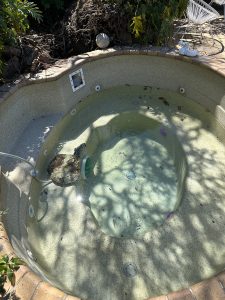 A spa with a pool leak