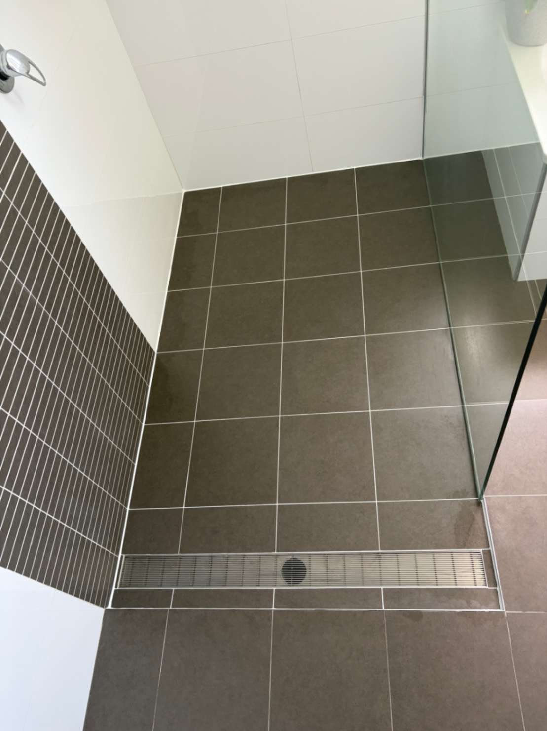 Completed shower base with no signs of leakage